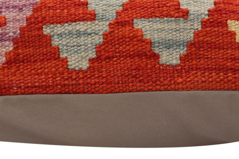 handmade Traditional Pillow Rust Blue Hand-Woven SQUARE 100% WOOL  Hand woven turkish pillow  PILLOW