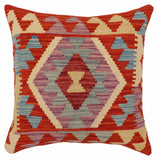 handmade Traditional Pillow Rust Blue Hand-Woven SQUARE 100% WOOL  Hand woven turkish pillow  PILLOW