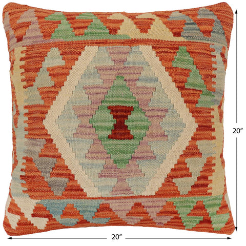 handmade Traditional Pillow Rust Blue Hand-Woven SQUARE 100% WOOL  Hand woven turkish pillow  PILLOW