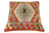 handmade Traditional Pillow Rust Blue Hand-Woven SQUARE 100% WOOL  Hand woven turkish pillow  PILLOW