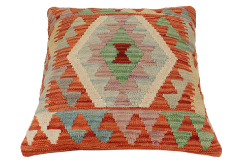 handmade Traditional Pillow Rust Blue Hand-Woven SQUARE 100% WOOL  Hand woven turkish pillow  PILLOW