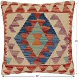 handmade Traditional Pillow Beige Red Hand-Woven SQUARE 100% WOOL  Hand woven turkish pillow  PILLOW
