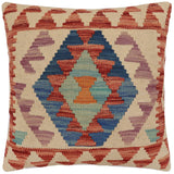 handmade Traditional Pillow Beige Red Hand-Woven SQUARE 100% WOOL  Hand woven turkish pillow  PILLOW