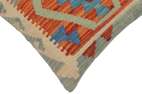 handmade Traditional Pillow Rust Blue Hand-Woven SQUARE 100% WOOL  Hand woven turkish pillow  PILLOW