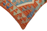 handmade Traditional Pillow Rust Blue Hand-Woven SQUARE 100% WOOL  Hand woven turkish pillow  PILLOW