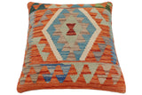 handmade Traditional Pillow Rust Blue Hand-Woven SQUARE 100% WOOL  Hand woven turkish pillow  PILLOW