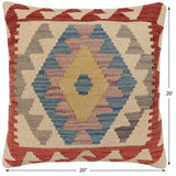 handmade Traditional Pillow Beige Red Hand-Woven SQUARE 100% WOOL  Hand woven turkish pillow  PILLOW