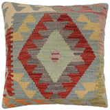 handmade Traditional Pillow Blue Red Hand-Woven SQUARE 100% WOOL  Hand woven turkish pillow  PILLOW