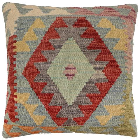 handmade Traditional Pillow Blue Red Hand-Woven SQUARE 100% WOOL  Hand woven turkish pillow  PILLOW