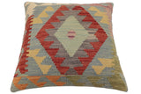handmade Traditional Pillow Blue Red Hand-Woven SQUARE 100% WOOL  Hand woven turkish pillow  PILLOW