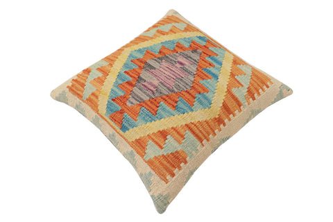 handmade Traditional Pillow Rust Blue Hand-Woven SQUARE 100% WOOL  Hand woven turkish pillow  PILLOW
