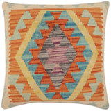 handmade Traditional Pillow Rust Blue Hand-Woven SQUARE 100% WOOL  Hand woven turkish pillow  PILLOW
