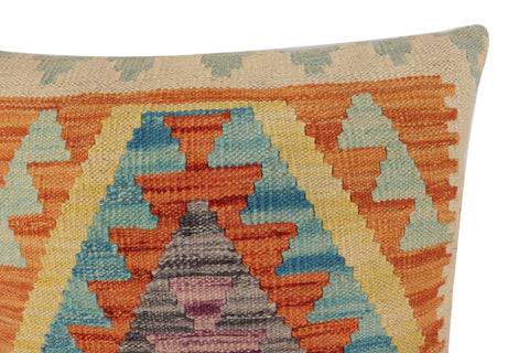 handmade Traditional Pillow Rust Blue Hand-Woven SQUARE 100% WOOL  Hand woven turkish pillow  PILLOW