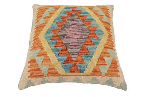 handmade Traditional Pillow Rust Blue Hand-Woven SQUARE 100% WOOL  Hand woven turkish pillow  PILLOW