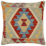 handmade Traditional Pillow Rust Blue Hand-Woven SQUARE 100% WOOL  Hand woven turkish pillow  PILLOW