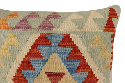 handmade Traditional Pillow Rust Blue Hand-Woven SQUARE 100% WOOL  Hand woven turkish pillow  PILLOW