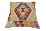handmade Traditional Pillow Rust Blue Hand-Woven SQUARE 100% WOOL  Hand woven turkish pillow  PILLOW