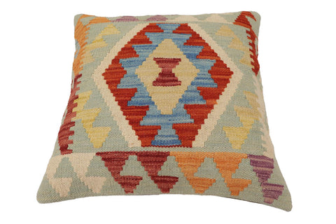 handmade Traditional Pillow Rust Blue Hand-Woven SQUARE 100% WOOL  Hand woven turkish pillow  PILLOW