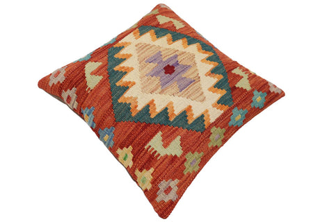 handmade Traditional Pillow Rust Blue Hand-Woven SQUARE 100% WOOL  Hand woven turkish pillow  PILLOW