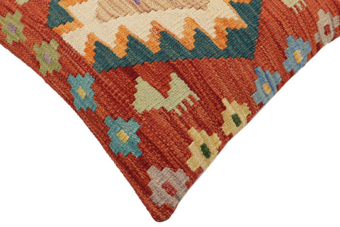 handmade Traditional Pillow Rust Blue Hand-Woven SQUARE 100% WOOL  Hand woven turkish pillow  PILLOW