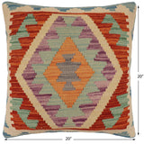 handmade Traditional Pillow Rust Beige Hand-Woven SQUARE 100% WOOL  Hand woven turkish pillow  PILLOW