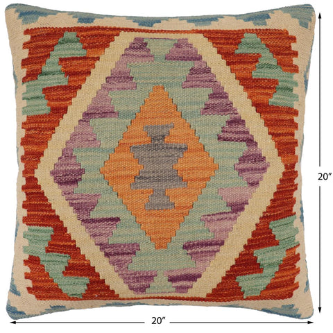 handmade Traditional Pillow Rust Beige Hand-Woven SQUARE 100% WOOL  Hand woven turkish pillow  PILLOW