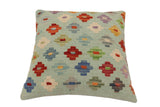 handmade Traditional Pillow Blue Rust Hand-Woven SQUARE 100% WOOL  Hand woven turkish pillow  PILLOW