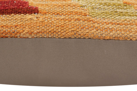 handmade Traditional Pillow Orange Red Hand-Woven SQUARE 100% WOOL  Hand woven turkish pillow  2 x 2