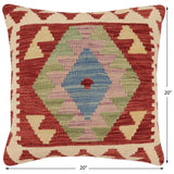 handmade Traditional Pillow Red Beige Hand-Woven SQUARE 100% WOOL  Hand woven turkish pillow  PILLOW