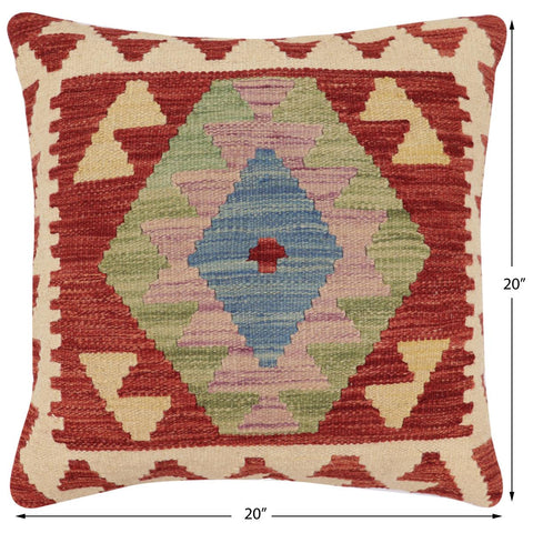 handmade Traditional Pillow Red Beige Hand-Woven SQUARE 100% WOOL  Hand woven turkish pillow  PILLOW