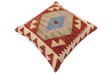 handmade Traditional Pillow Red Beige Hand-Woven SQUARE 100% WOOL  Hand woven turkish pillow  PILLOW