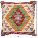 handmade Traditional Pillow Red Beige Hand-Woven SQUARE 100% WOOL  Hand woven turkish pillow  PILLOW