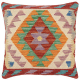 handmade Traditional Pillow Red Beige Hand-Woven SQUARE 100% WOOL  Hand woven turkish pillow  PILLOW