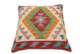 handmade Traditional Pillow Red Beige Hand-Woven SQUARE 100% WOOL  Hand woven turkish pillow  PILLOW