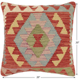 handmade Traditional Pillow Red Beige Hand-Woven SQUARE 100% WOOL  Hand woven turkish pillow  PILLOW