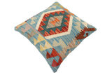 handmade Traditional Pillow Blue Rust Hand-Woven SQUARE 100% WOOL  Hand woven turkish pillow  PILLOW