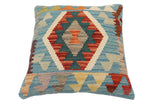 handmade Traditional Pillow Blue Rust Hand-Woven SQUARE 100% WOOL  Hand woven turkish pillow  PILLOW