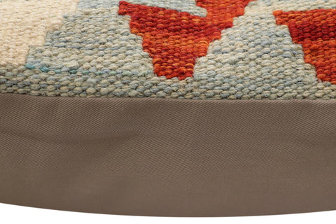 handmade Traditional Pillow Blue Rust Hand-Woven SQUARE 100% WOOL  Hand woven turkish pillow  PILLOW