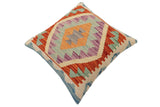 handmade Traditional Pillow Rust Blue Hand-Woven SQUARE 100% WOOL  Hand woven turkish pillow  PILLOW