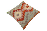 handmade Traditional Pillow Rust Blue Hand-Woven SQUARE 100% WOOL  Hand woven turkish pillow  PILLOW