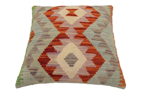 handmade Traditional Pillow Rust Blue Hand-Woven SQUARE 100% WOOL  Hand woven turkish pillow  PILLOW