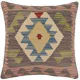 handmade Traditional Pillow Gray Blue Hand-Woven SQUARE 100% WOOL  Hand woven turkish pillow  PILLOW