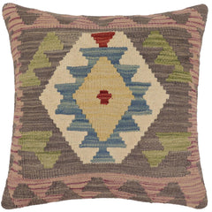 handmade Traditional Pillow Gray Blue Hand-Woven SQUARE 100% WOOL  Hand woven turkish pillow  PILLOW