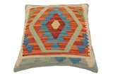 handmade Traditional Pillow Rust Blue Hand-Woven SQUARE 100% WOOL  Hand woven turkish pillow  PILLOW