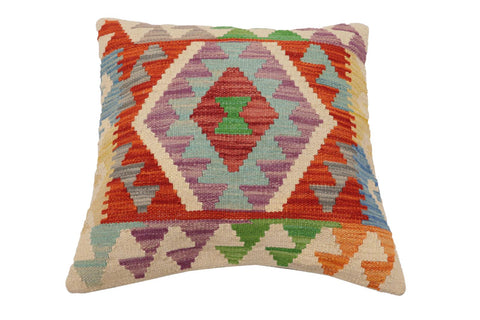 handmade Traditional Pillow Rust Blue Hand-Woven SQUARE 100% WOOL  Hand woven turkish pillow  PILLOW