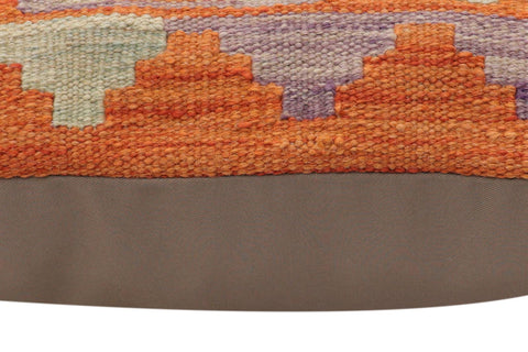 handmade Traditional Pillow Orange Blue Hand-Woven SQUARE 100% WOOL  Hand woven turkish pillow  PILLOW
