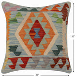 handmade Traditional Pillow Blue Rust Hand-Woven SQUARE 100% WOOL  Hand woven turkish pillow  PILLOW