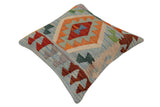 handmade Traditional Pillow Blue Rust Hand-Woven SQUARE 100% WOOL  Hand woven turkish pillow  PILLOW