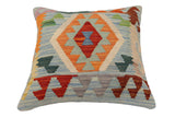 handmade Traditional Pillow Blue Rust Hand-Woven SQUARE 100% WOOL  Hand woven turkish pillow  PILLOW