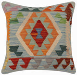 handmade Traditional Pillow Blue Rust Hand-Woven SQUARE 100% WOOL  Hand woven turkish pillow  PILLOW